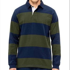 OEM Wholesale Solid Green Navy Striped Loose Fit <b>Polo</b> <b>Shirts</b> Customize Fabric <b>Long</b> <b>Sleeve</b> Pullover Custom Rugby <b>Polo</b> <b>Shirts</b> - Product Image 4