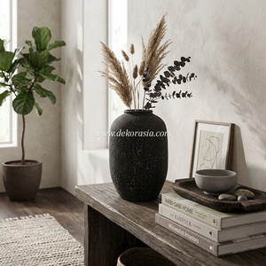 Wholesale <b>Handmade</b> Ceramic Vase Black Rustic Decorative <b>Pottery</b> Flower Vase for Home Decoration - Product Image 5