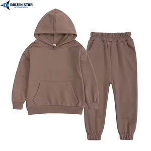 Girls Pink Hooded Tracksuit Full Sleeve Casual Sweatshirt Pants Set Solid Color Breathable Cotton Autumn Wear - Product Image 5