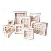 Boîtes à cupcakes gourmandes en carton personnalisables pour emporter, 12 ou 24 trous, emballage pour muffins/tartes aux œufs, boîtes brunes