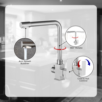 Robinet de cuisine thermostatique électrique moderne à double poignée, mitigeur monotrou à poser en acier inoxydable pour usage hôtelier