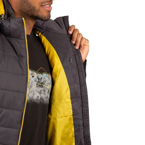Gilet matelassé à capuche pour homme Noir avec fermeture éclair jaune Coupe-vent Vêtement d'extérieur d'hiver Style décontracté Remplissage en polyester - Product Image 5