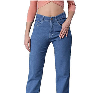 Jean slim en denim respirant taille haute pour femme, grande taille, écologique, extensible, coupe droite, décontracté, à enfiler - Product Image 4