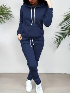 Conjuntos deportivos de moda en blanco y negro, conjuntos de sudadera de color sólido, conjuntos deportivos para mujer de secado rápido, sudaderas para mujer. - Product Image 5