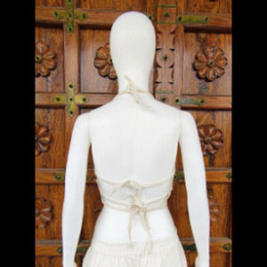 Top Halter sin Espalda de Algodón Pesado con Diseño de 4 Cordones y Tejido Tribal Transpirable para Mujer - Product Image 3