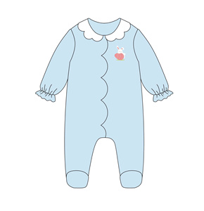 Made to order 100% cotton Vintage Puff sleeve Red & White color OEM Service knit 100% cotton Solid Body <b>suit</b> for newborn - Product Image 5