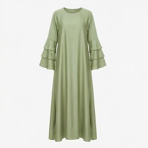 2025 OEM Kimono Abaya pour femmes musulmanes, en tissu polyester épais, doux et très extensible, col en V, manches longues, pour fêtes, Ramadan, mariages - Product Image 1