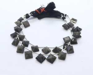 Perles de pierres précieuses en labradorite facettée carrée, taillées et percées sur le côté, 10-14MM, qualité supérieure, perles fantaisie en labradorite, 7 pouces, pour bijoux - Product Image 5