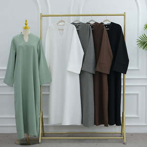 Nueva Colección de Abayas 2026, Vestidos Modestos, Abaya Simple Cerrada, Abaya Lisa, Vestido Musulmán para Mujer, Ropa Islámica de Lino, Túnica para Mujer - Product Image 2