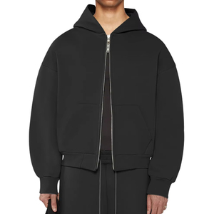 Sweat à capuche zippé pour homme, streetwear d'hiver, en polaire épaisse de qualité, avec logo personnalisé OEM, respirant, séchage rapide, avec poche, couleur unie, coupe classique - Product Image 4