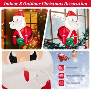 Décorations de jardin gonflables de Noël pour l'extérieur de 3,3 pieds, couronne de Père Noël pour fenêtre, 2 lumières LED internes, 3 ventouses, 1 corde, gonflage en 45 secondes - Product Image 4