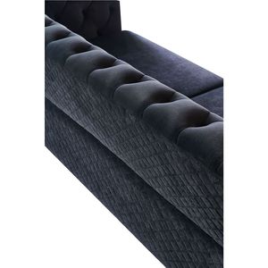 Divano Moderno in Velluto Trapuntato da 87,4 Pollici per Soggiorno, Colore Nero - Product Image 6