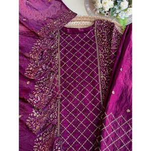 Top de fiesta de diseñador para mujer y conjunto Dupatta Top elegante Plazzo con adornos elegantes - Product Image 3