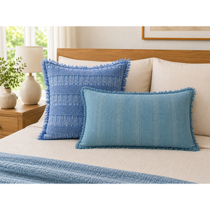 Premium Chenille Yarn Dyed Cushion <b>Cover</b> | Luxury Textured Decorative Throw Pillow <b>Cover</b> with Fringe for <b>Sofa</b>, <b>Bed</b> - Product Image 1