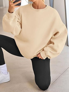 Sweat-shirt pull-over en molleton et coton brodé, lavé, écologique, pour femme, collection hiver/printemps, personnalisable (couleurs et tailles) - Vente en gros - Product Image 2