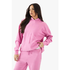 Sudadera con capucha de algodón para mujer, holgada, de manga larga, lisa, oversize, transpirable, ecológica, tejida, precio de fábrica, OEM personalizado - Product Image 6
