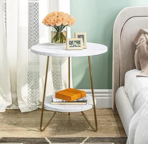 Modern <b>Marble</b> <b>Top</b> <b>Console</b> <b>Table</b> with Gold Metal Legs Storage Shelf Living Room Accent Furniture - Product Image 3