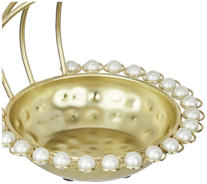 Cuenco Urli Metálico Dorado Pulido con Perlas de Loto, Portavelas Decorativo para Velas de Té, Cuenco Flotante para Flores para Diwali y Bodas - Product Image 5