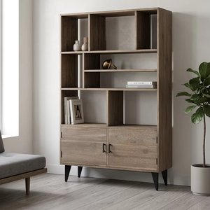 Lily Modern <b>Solid</b> <b>Wood</b> Eco-Friendly <b>Bookcase</b> with Natural Finish for Home Hotel & Farmhouse Interior Projects - Product Image 1