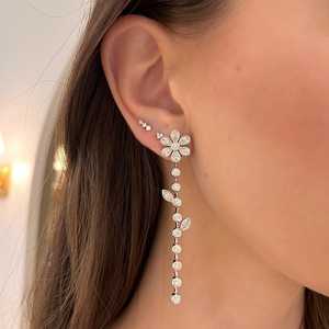3 Stone Cluster Stud Earring 14k Solid Gold Wholesale Push Back Everyday Wear Trilogy Round Lab Grown Diamond Classic Mini Studs - Product Image 4