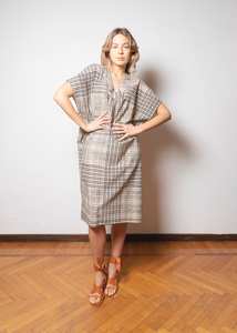 Robe d'été bohème chic en coton beige à motifs géométriques imprimés à la main - Product Image 3