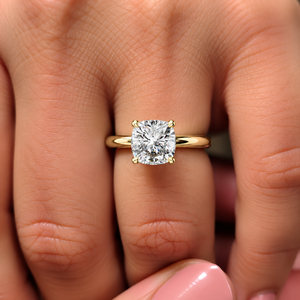 Bague solitaire classique en or massif 14K 18K plaqué rhodium avec diamant de laboratoire taille coussin 0,50-3,00 carats DEF VVS certifié IGI - Product Image 2