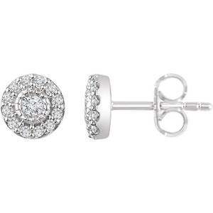 Pendientes de Diamantes Cultivados en Laboratorio con Corte Halo y Milgrain en Oro de 18K - Product Image 2