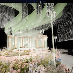 LANJO Drapé en tissu de soie suspendu au plafond de luxe pour mariage avec forme de goutte d'eau pour salle de mariage - Product Image 4