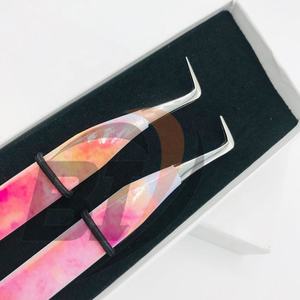 Pinzas de extensión de pestañas de bota delgada de acero inoxidable de 90 grados con logotipo personalizado, tipo de punta puntiaguda para uso de belleza - Product Image 2
