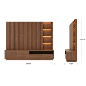 Panel de Pared para TV de Madera de Teca Sólida, Consola Multimedia para Hotel, Apartamento, Resort, Villa, Mueble Moderno para Centro de Entretenimiento - Product Image 3