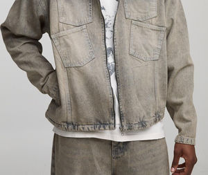 Blouson universitaire décontracté en jean OEM pour homme, personnalisé, avec patchs en chenille, idéal pour l'extérieur en hiver, 100% coton - Product Image 4