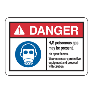 Panneau d'avertissement en PVC durable - Brady DANGER H2S Gaz toxique Conforme OSHA/ANSI pour sites industriels - Product Image 1