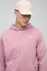 Survêtement en polaire rose poudré pour homme, coupe classique, léger, imprimé, fermeture éclair intégrale, deux pièces (hoodie et pantalon de jogging), personnalisable - Product Image 3