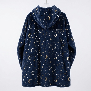 Celestial Pattern Plush <b>Wearable</b> <b>Blanket</b> Hooded Soft Cozy Full Length One Click Enterprises - Product Image 2