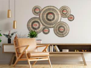 Art mural moderne de luxe en jonc de mer de style Boho paniers suspendus fabricant vietnamien ensemble salon décor à la maison - Product Image 6