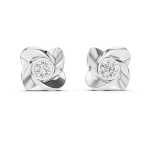 Sculptural Pinwheel Diamond Stud <b>Earrings</b> Silver Plated Natural Fancy Color Luxury Featuring Center Stone Secure Screw <b>Backs</b> - Product Image 2