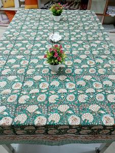 Mantel de Picnic Ecológico de Algodón con Estampado a Mano, Diseño Floral Verde y Blanco, para Eventos, Hogar y Hotel - Product Image 3