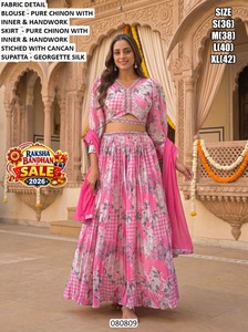 Salwar Kameez traditionnel rouge pour femmes avec haut court brodé, pantalon palazzo et dupatta, coupe ample, longueur au sol, tenue indienne - Product Image 3