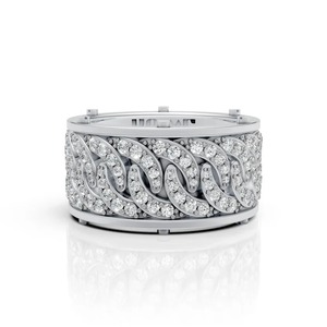 Premium Iced Out Cuban Link <b>Ring</b> Rhodium Plated White Gold Moissanite <b>Stone</b> Hip Hop Luxury <b>Mens</b> Statement Cocktail <b>Ring</b> - Product Image 1