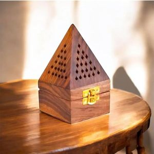 Quemador de Incienso Religioso de Madera en Forma de Pirámide, Soporte para Aromaterapia con Caja de Almacenamiento para Decoración del Hogar en Verano - Product Image 1