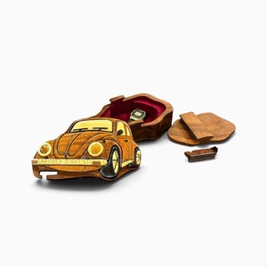 Boîte à bijoux 3D en bois intarsia artisanale, finition brillante/mate, doublure intérieure en velours, boîte secrète en bois du Vietnam - Product Image 1