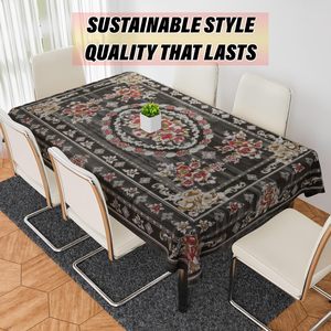 Housse de table à manger pour 6 personnes, nappe de protection pour table à manger, motif fleur de passion, 60x90 pouces, rectangulaire, noir - Product Image 3
