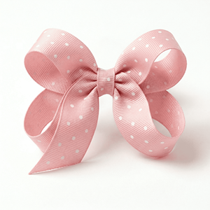 ริบบิ้นโกรเกรนลายจุดสีชมพูขาวขนาด 6 มม. ขายส่ง สำหรับทำโบว์เด็ก ห่อของขวัญ เครื่องประดับผม ตกแต่งห่อของขวัญ งานฝีมือ DIY - Product Image 1