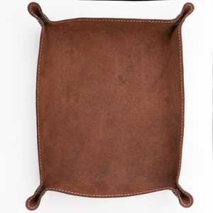 Plateau rustique en cuir véritable style antique, boîte de rangement pour clés et monnaie, fournisseur en gros, plateau en cuir véritable GLTY-0037 - Product Image 1