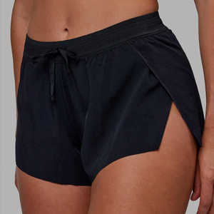 Shorts de Yoga Azules Sólidos de Cintura Alta, Asimétricos, Transpirables, Resistentes a las Arrugas, Leggings de Spandex/Nylon con Elasticidad en Cuatro Direcciones - Product Image 2