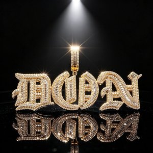 Collier Pendentif Personnalisé avec Nom Sertie de Diamants Moissanite Style Hip Hop Bling pour Hommes - Product Image 3