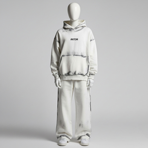 2027 New Fashion 100% Cotton <b>Mens</b> Hooded Casual Sport Sweat Suit Hip Hop Winter Acid Wash Tracksuit - Product Image 2