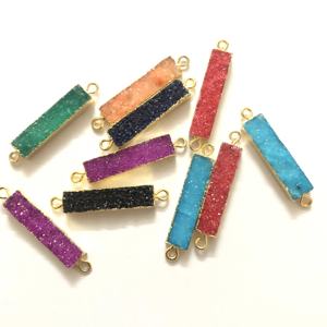 5x30mm naturel Multi couleur Agate Druzy Rectangle or plaqué connecteur pendentif Bracelet boucle d'oreille collier bijoux vente chaude - Product Image 1