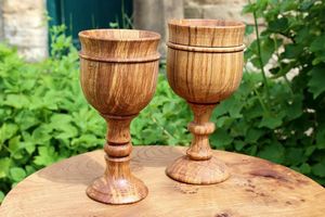 Wooden Wine Glass Handcrafted Olive Wood Drinking Cup Eco Friendly <b>Drinkware</b> for Home Party - Product Image 3