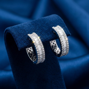 Entrega Rápida, Hermosos Aros de Oro Blanco Sólido de 18k de la Mejor Calidad con Diamantes Naturales de Corte Brillante, Estilo Vintage, para Regalo o Fiesta - Product Image 1